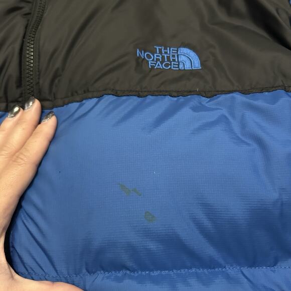 The North Face Men’s Size XXL Puffer Down Jacket Nuptse Blue Black *Blemishes - Picture 2 of 8
